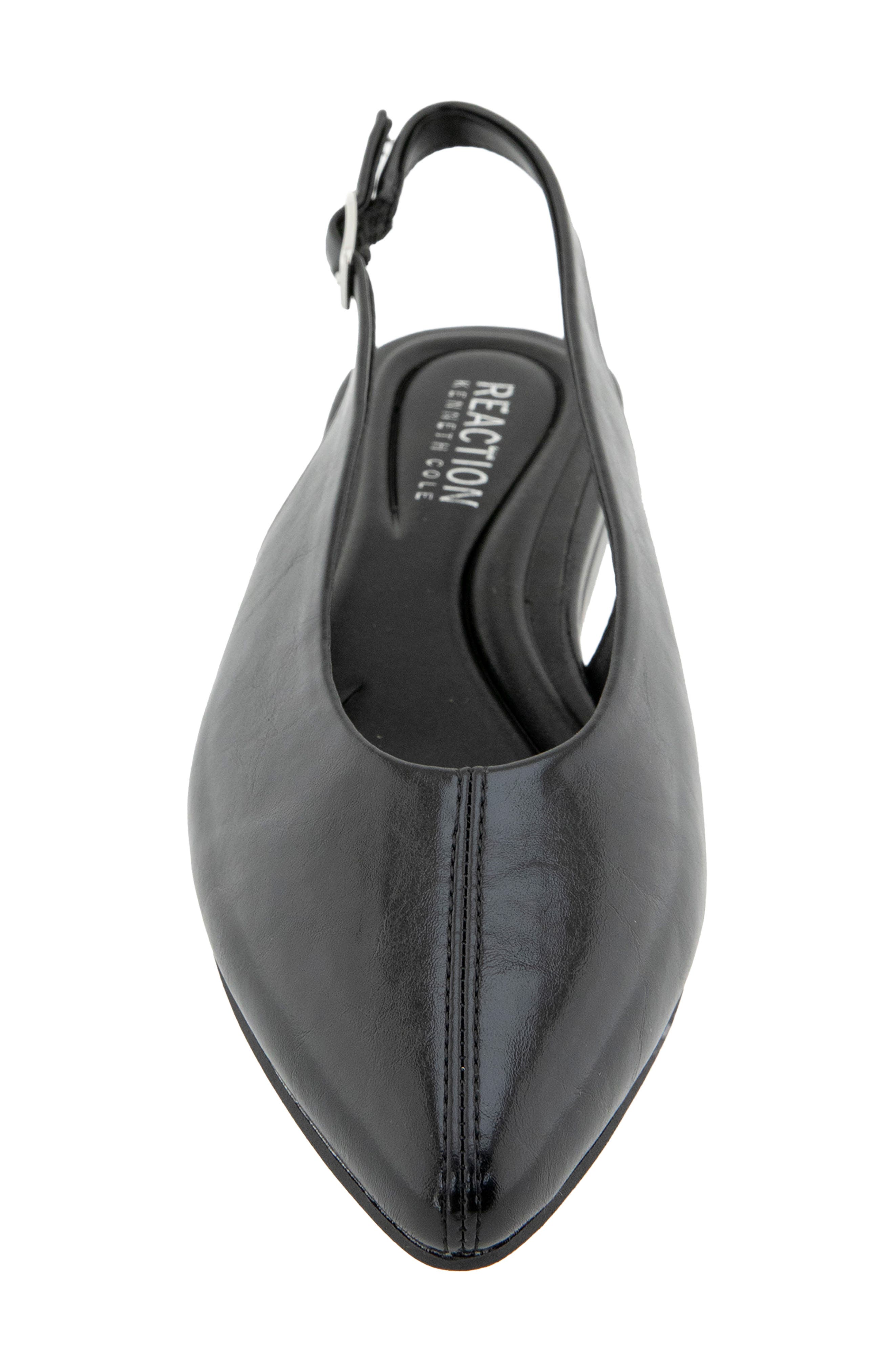 Brianna Faux Leather Slingback Flat, Alternate, color, BLACK