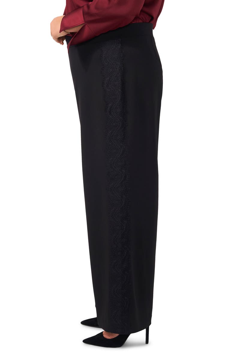 Lace Stripe Wide Leg Pants, Alternate, color, RICH BLACK