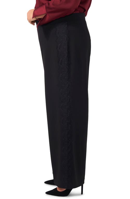 Vince Camuto Plus Size Lace-stripe Pull-on Pants In Rich Black