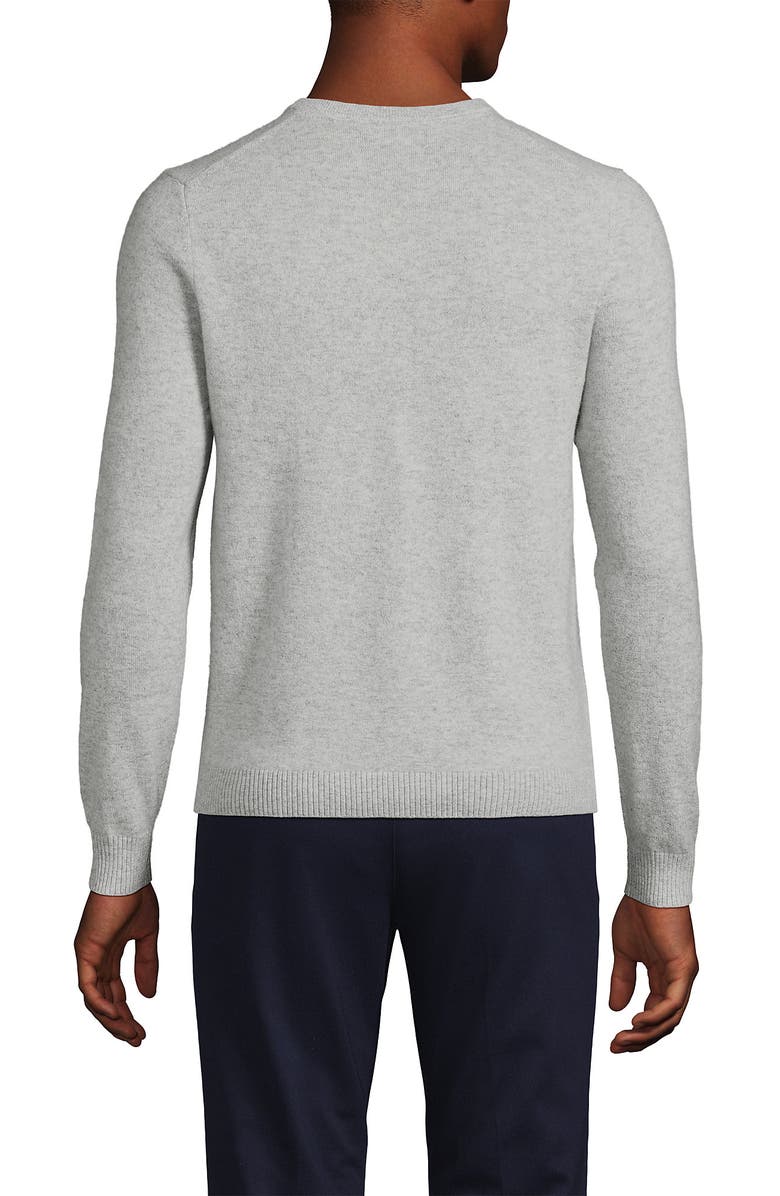 Lands' End Fine Gauge Cashmere V-neck Sweater, Alternate, color, Misty Gray Heather