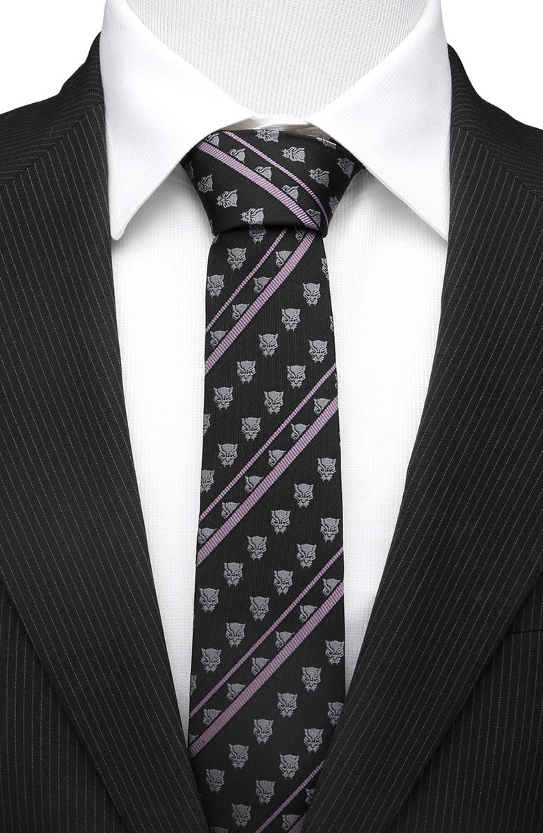 Cufflinks, Inc. Black Panther Stripe Silk Tie, Alternate, color, 