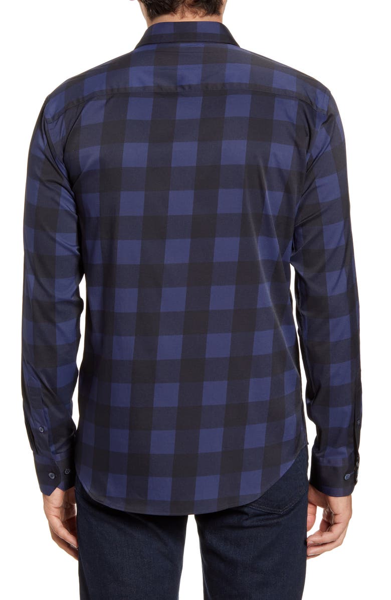 Bugatchi Shaped Fit Check Performance Button-Up Shirt, Alternate, color, 