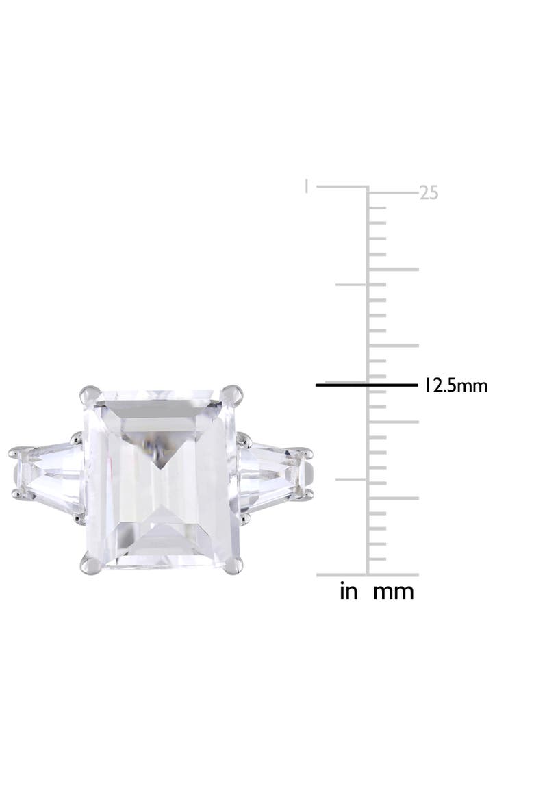 White Topaz Emerald-Cut 3-Stone Ring, Alternate, color, Sterling Silver