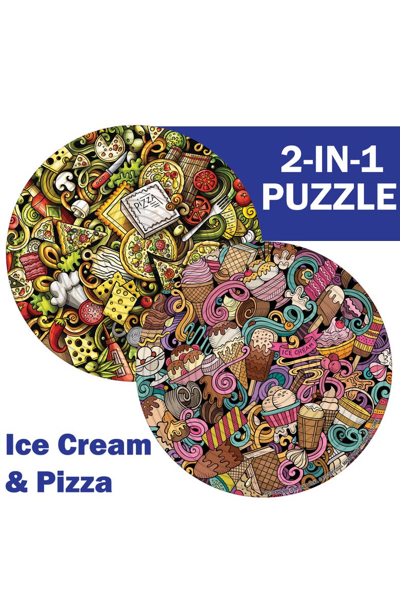 Spin Flip Puzzle Ice Cream & Pizza 2In1 Doublesided Puzzle, Alternate, color, Multicolored