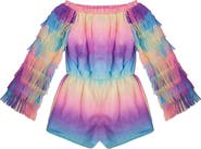MIA New York Kids' Ombré Fringe Off the Shoulder Long Sleeve Romper