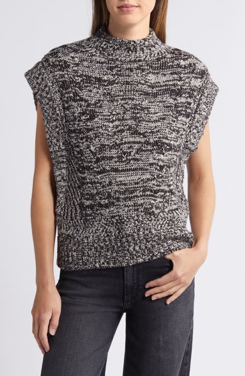 Cable Stitch Mock Neck Sweater Vest