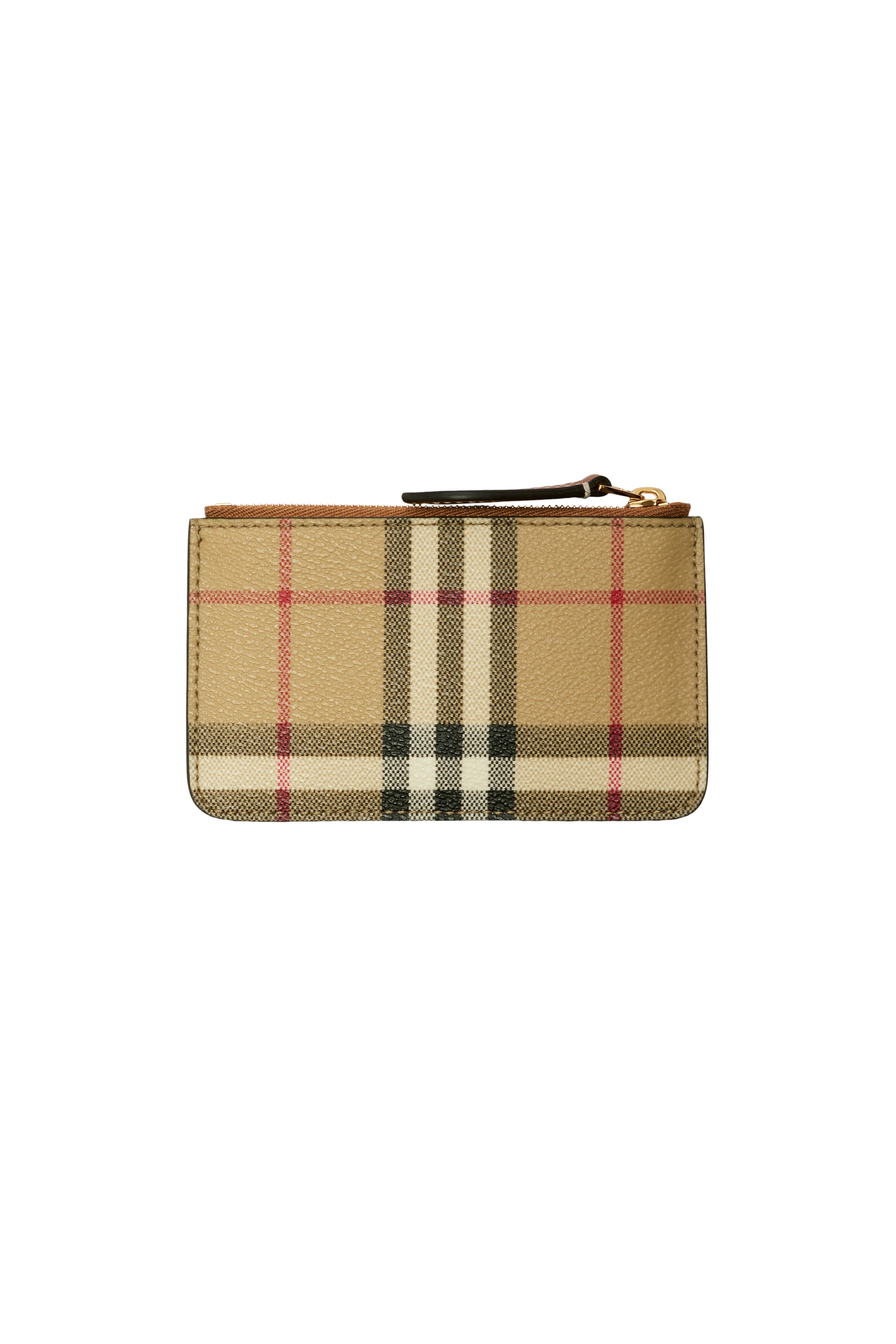 Burberry Check Strap Coin Case, Alternate, color, Archive Biege