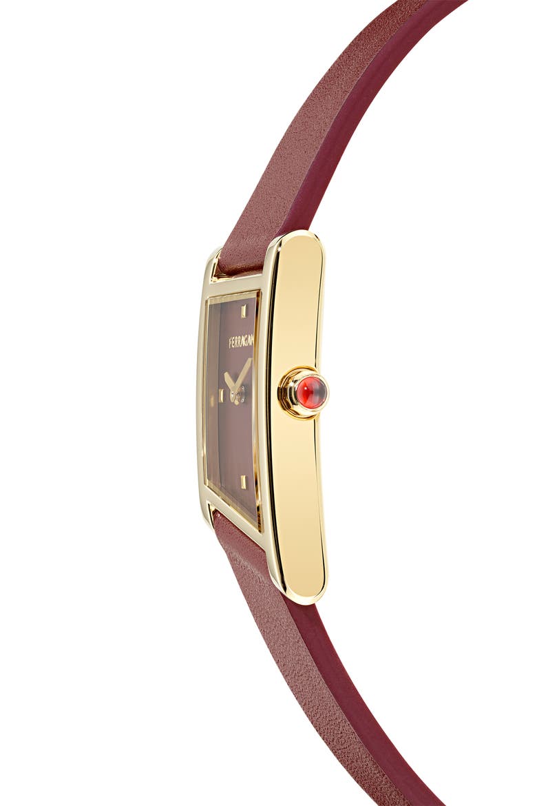 Asymetrique Leather Strap Watch, 22mm x 36mm, Alternate, color, YELLOW GOLD