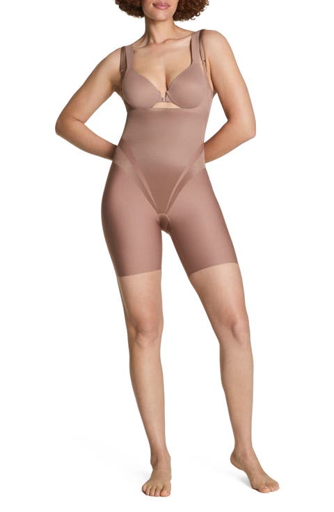 Open Bust Mid Thigh Shaper Bodysuit (Regular & Plus)