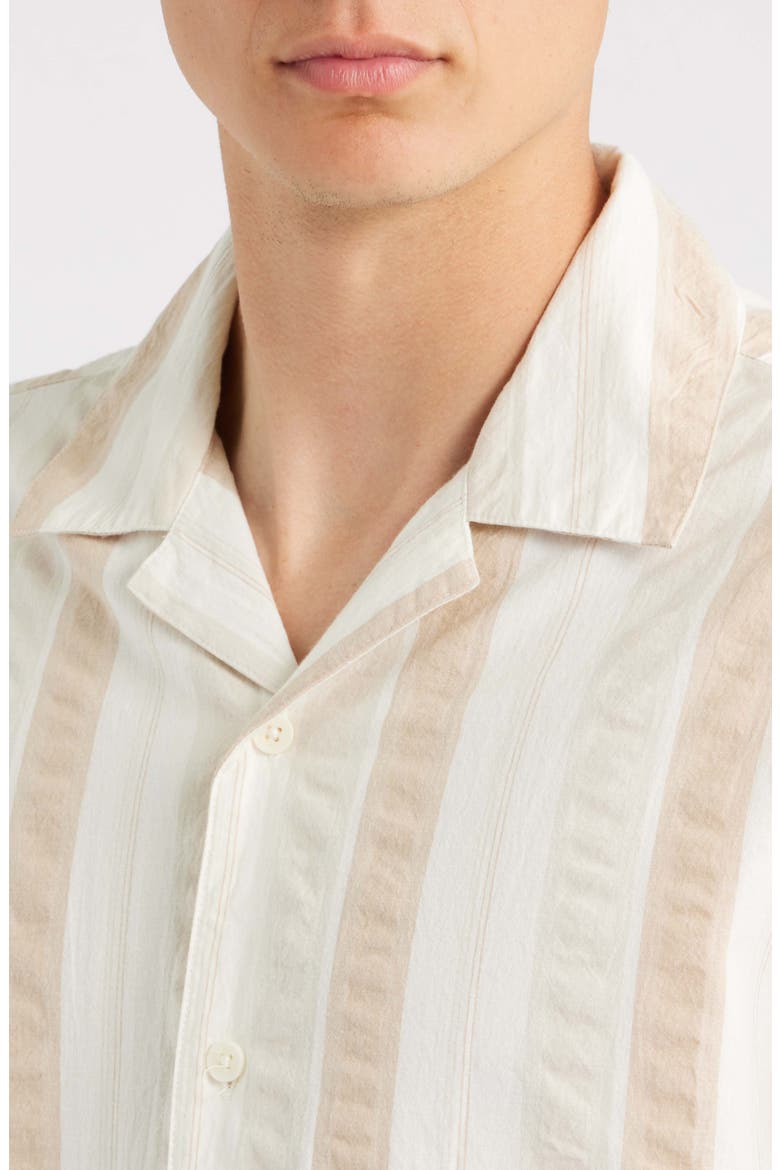 Didicot Stripe Cotton Seersucker Camp Shirt, Alternate, color, ECRU / NATURAL
