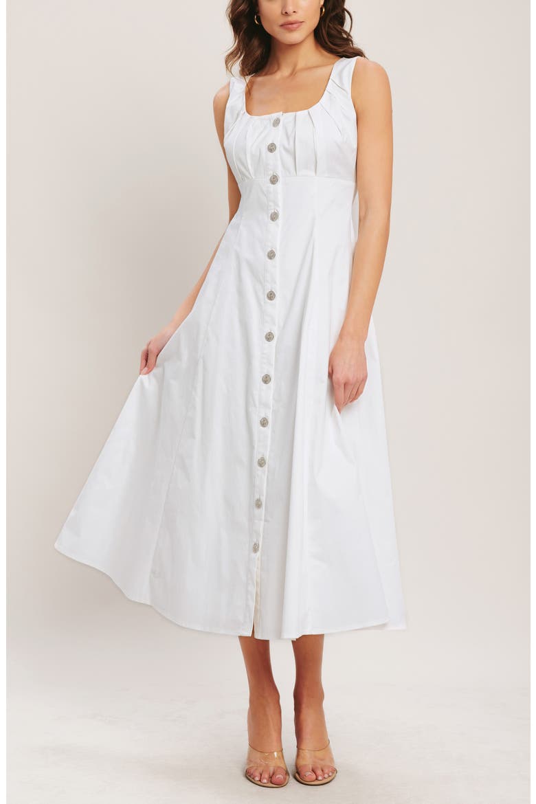 Stretch Cotton Midi Dress, Alternate, color, OFF WHITE