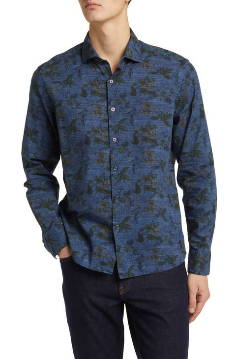 Lexington Floral Print Denim Button-Up Shirt