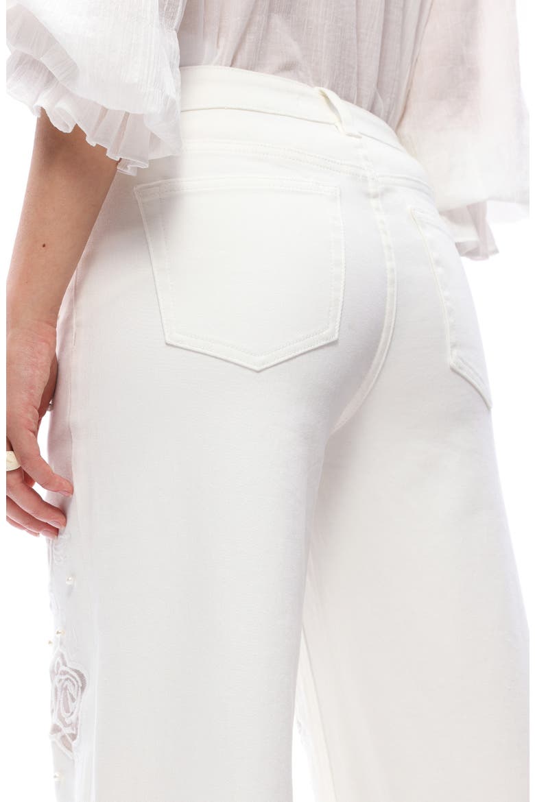 Floral Studded Mid Rise Wide Leg Jeans, Alternate, color, WHITE