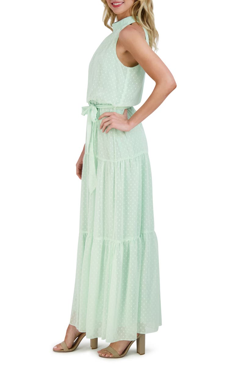 Julia Jordan Mock Neck Three Tier Maxi Dress, Alternate, color, Mint