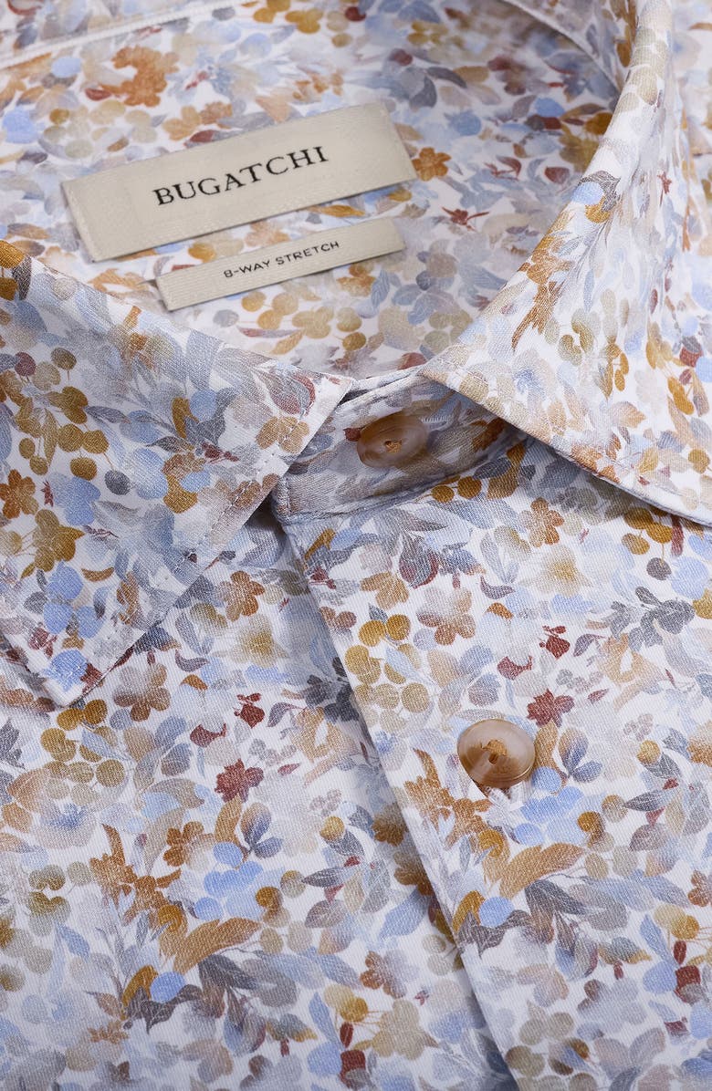 Bugatchi James OoohCotton<sup>®</sup> Floral Button-Up Shirt, Alternate, color, White/ Caramel