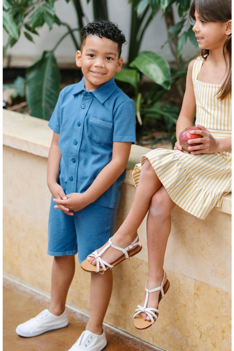Kids' Organic French Terry Pull-On Short, Alternate, color, Stone Blue