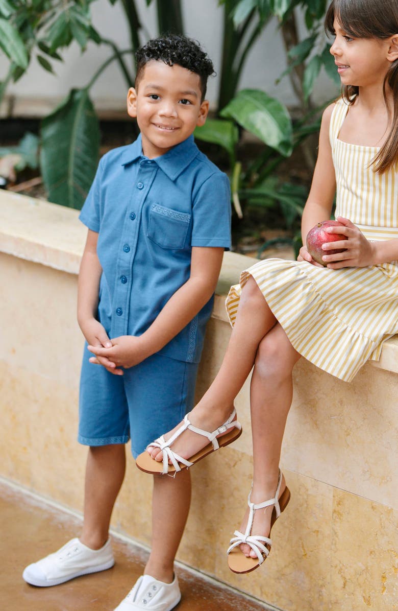 Hope & Henry Kids' Organic French Terry Pull-On Short, Alternate, color, Stone Blue