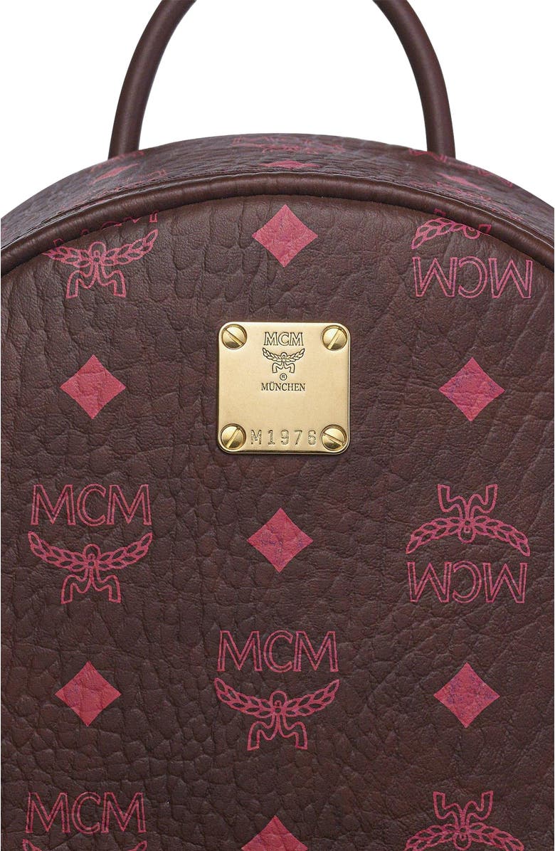 MCM Small Stark Side Studs Backpack in Visetos, Alternate, color, Cinnamon