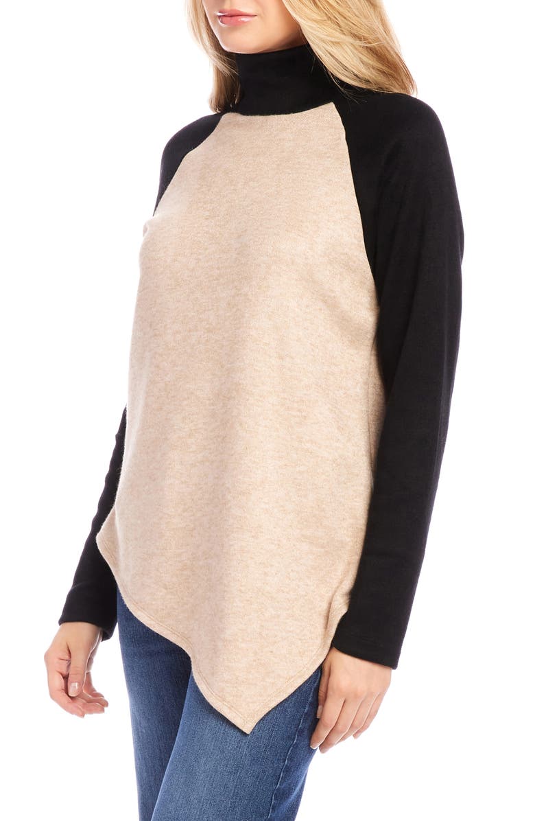 Karen Kane Asymmetric Colorblock Turtleneck Sweater, Alternate, color, Otbk