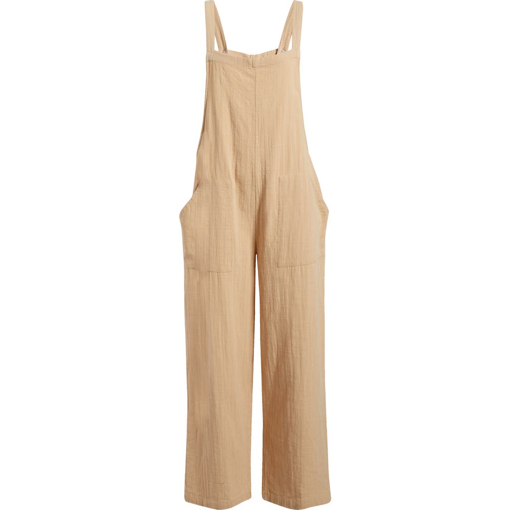 Billabong Pacific Time Cotton Gauze Jumpsuit In Khaki