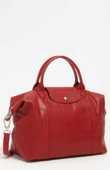 Longchamp Medium 'Le Pliage Cuir' Leather Top Handle Tote