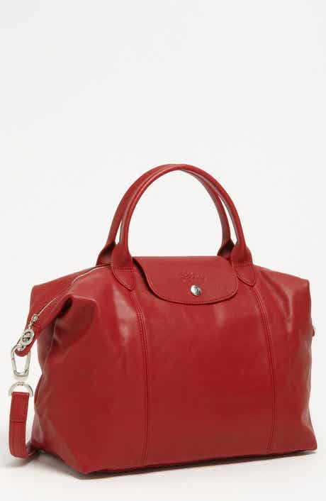 Longchamp Medium 'Le Pliage Cuir' Leather Top Handle Tote