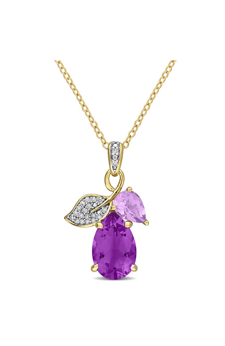 Julianna B. Amethyst & Diamond Leaf Detail Drop Necklace, Main, color, Amethyst