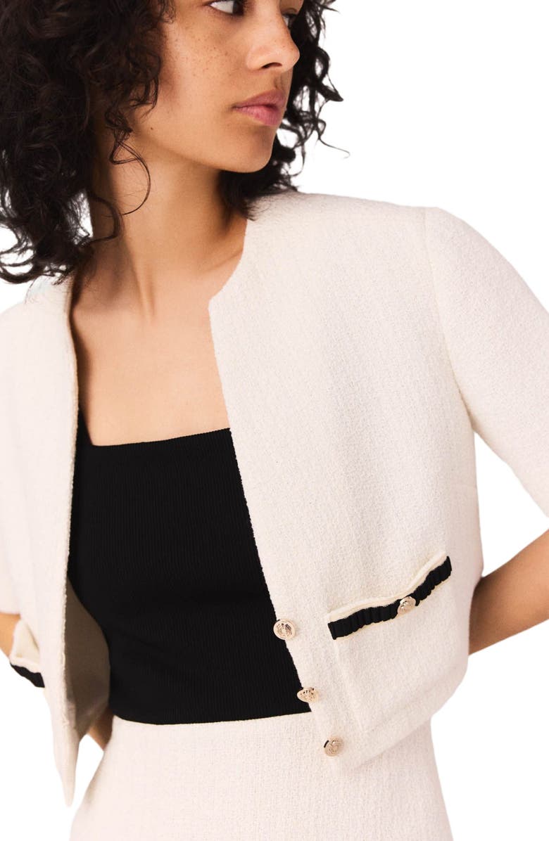 maje 2-in-1 tweed dress, Alternate, color, Ecru