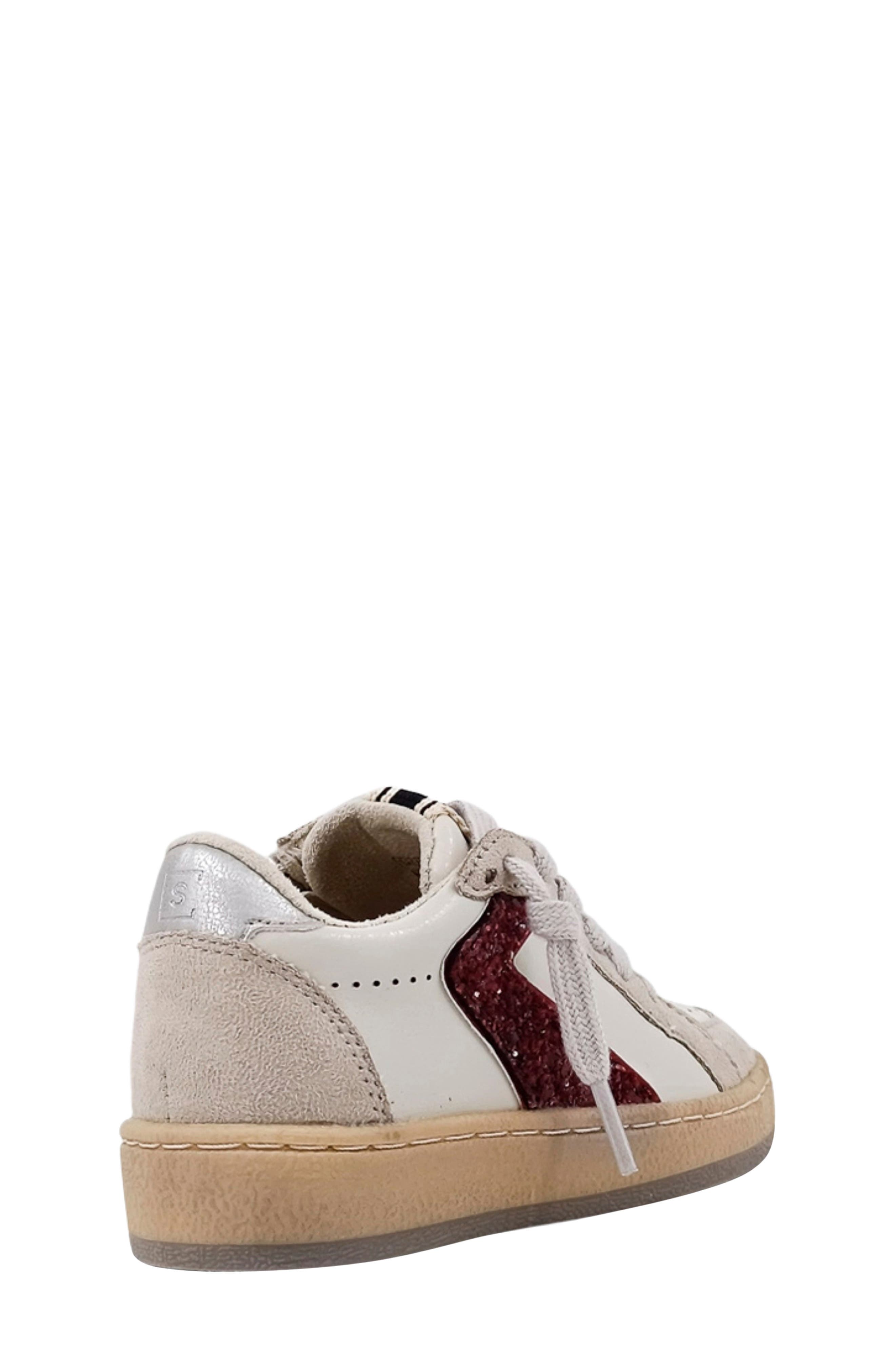 SHUSHOP Kids' Salma Sneaker, Alternate, color, Dark Red Glitter