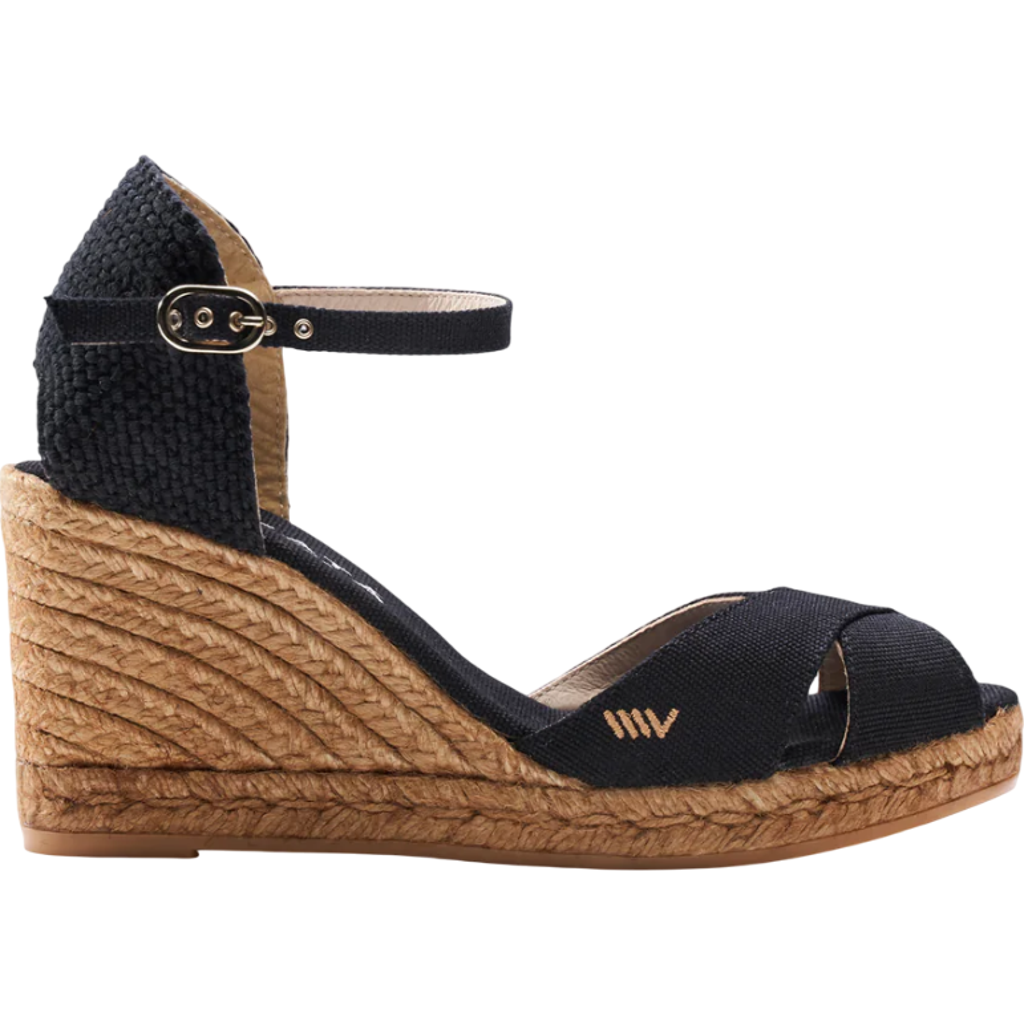 Viscata Aiguablava Canvas Espadrille Sandal Wedges In Black