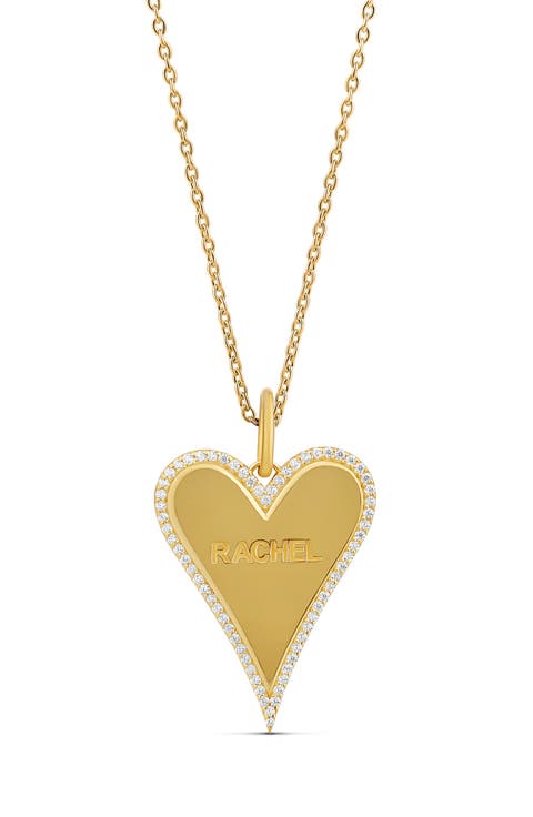 Pavé Heart Name Pendant Necklace