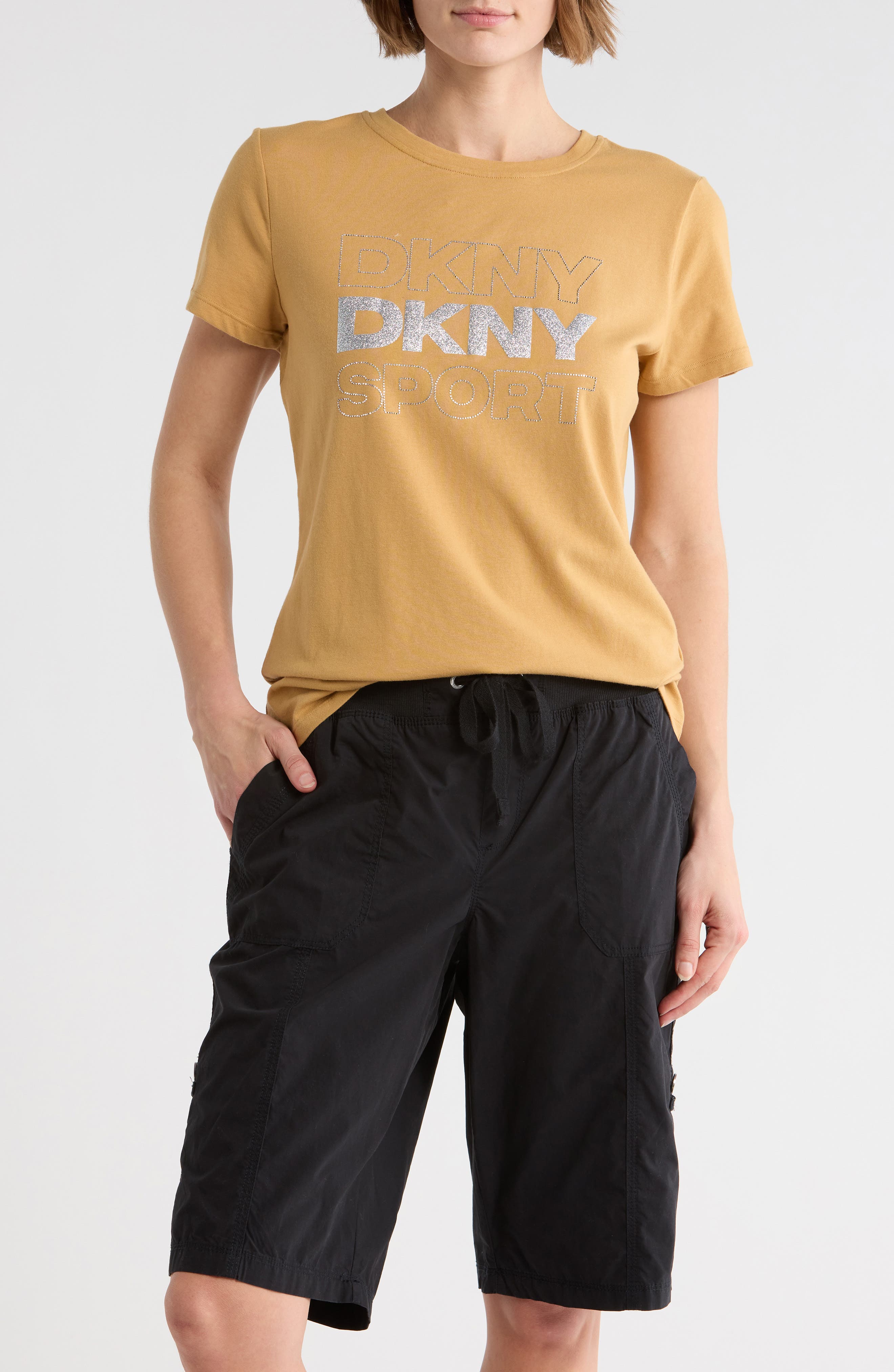 DKNY Rhinestone Glitter Logo T-Shirt