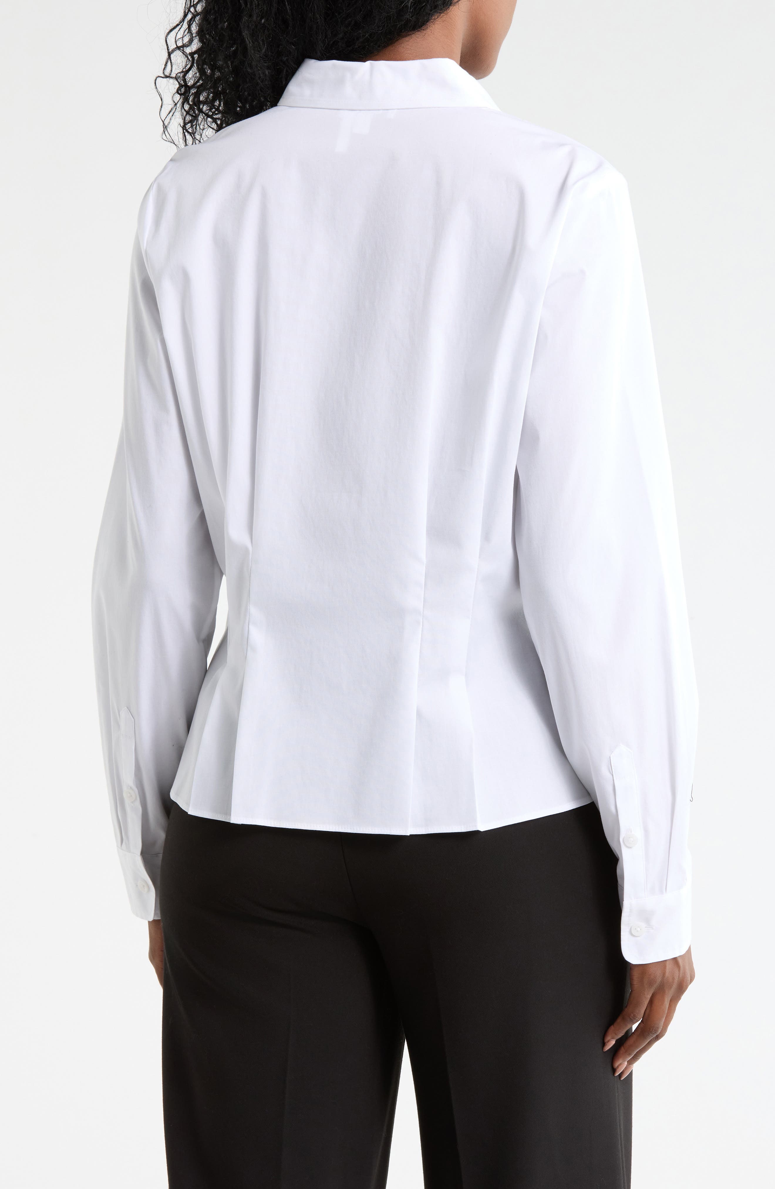 Long Sleeve Cotton Poplin Button-Up Shirt - image 2