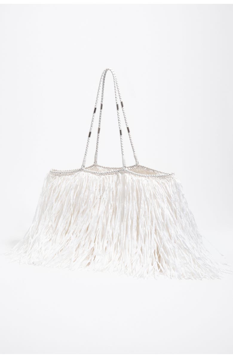Bimba y Lola Large Raffia-Effect Shopper Bag, Alternate, color, White