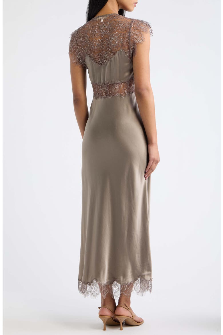 Vella Lace Trim Silk Blend Maxi Dress, Alternate, color, PEWTER SKY