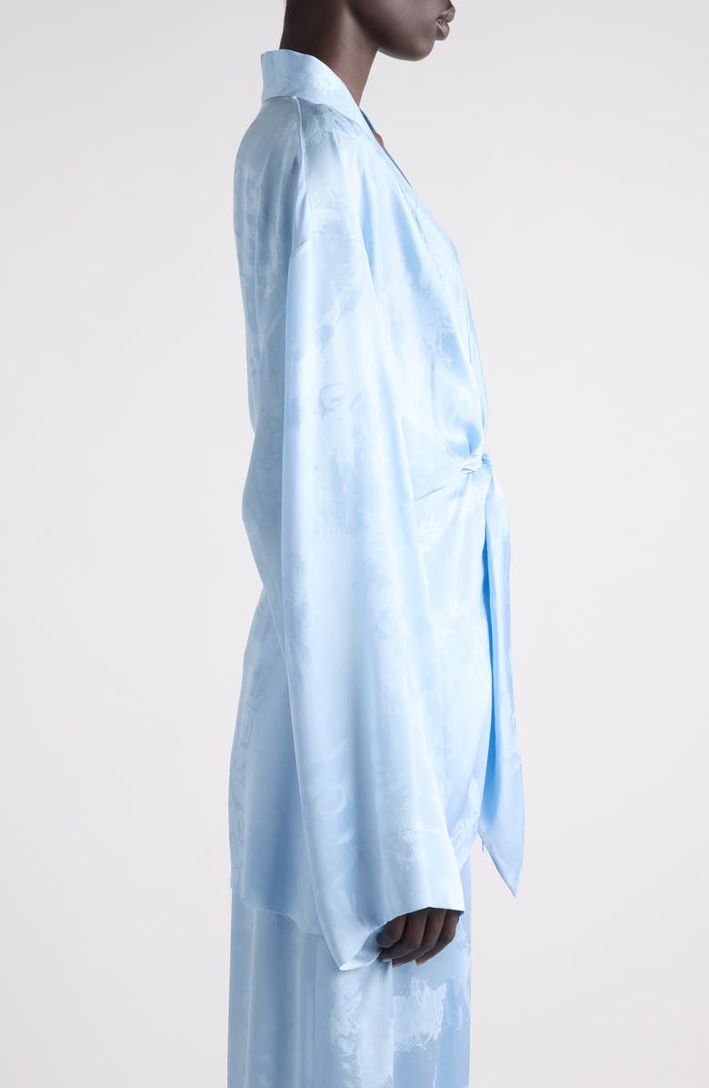 Balenciaga Washed Silk Long Sleeve Wrap Minidress, Alternate, color, 5840 Baby Blue