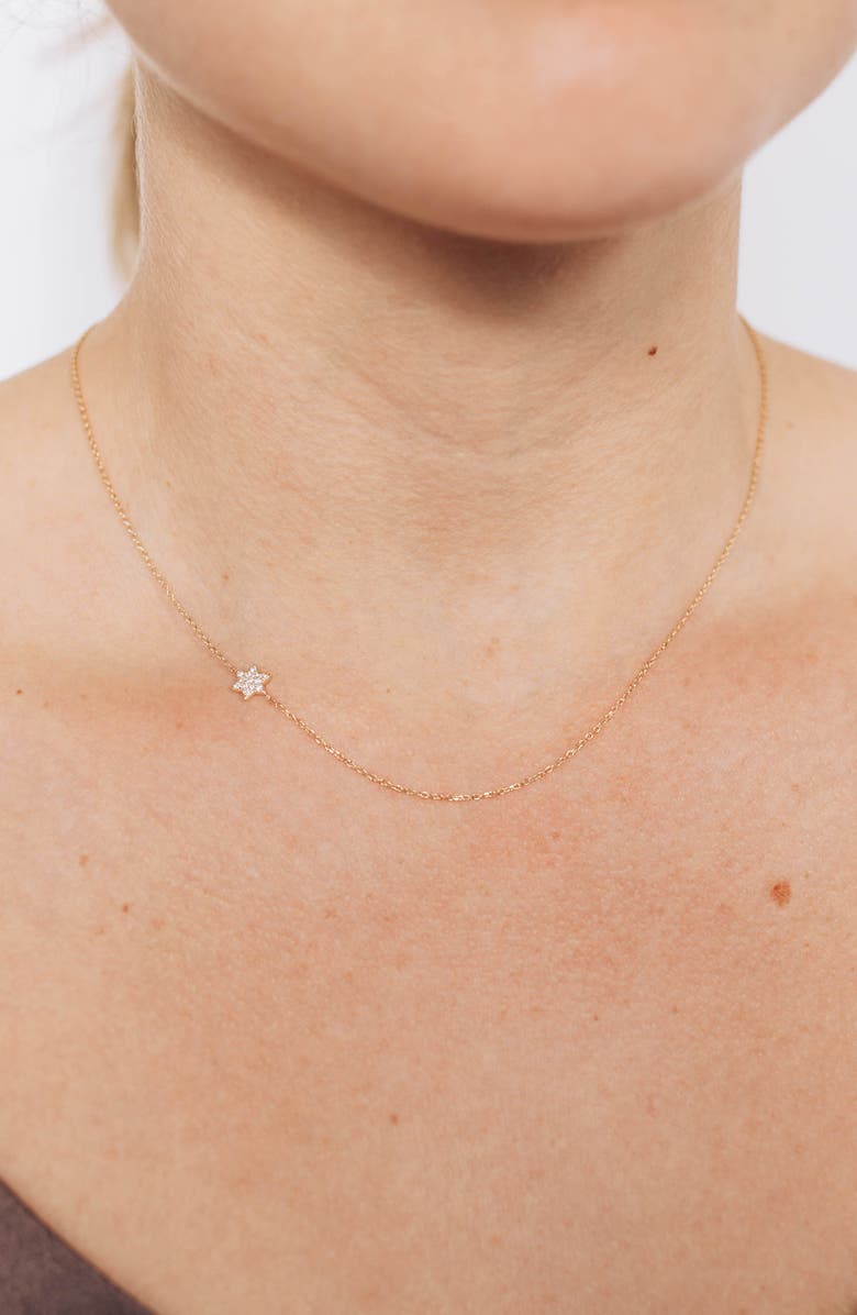 Anzie Love Letter Diamond Star of David Pendant Necklace, Alternate, color, Gold / Diamond/ 16 In
