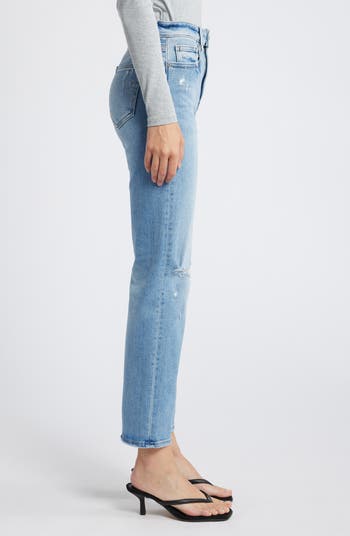 Ripped Straight Leg Jeans
