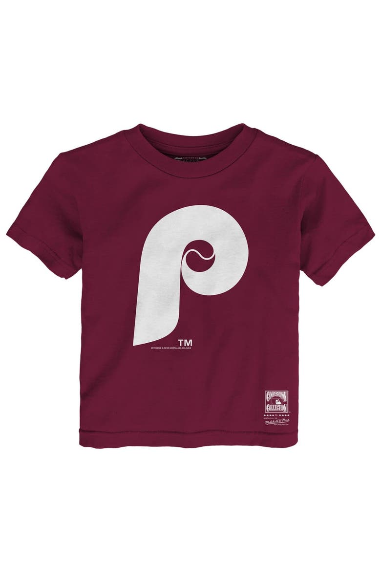 Toddler Mitchell & Ness  Burgundy Philadelphia Phillies Retro Logo T-Shirt, Main, color, Burgundy