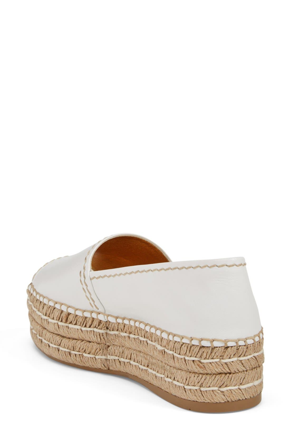 Prada Peep Toe Leather Espadrille, Alternate, color, 