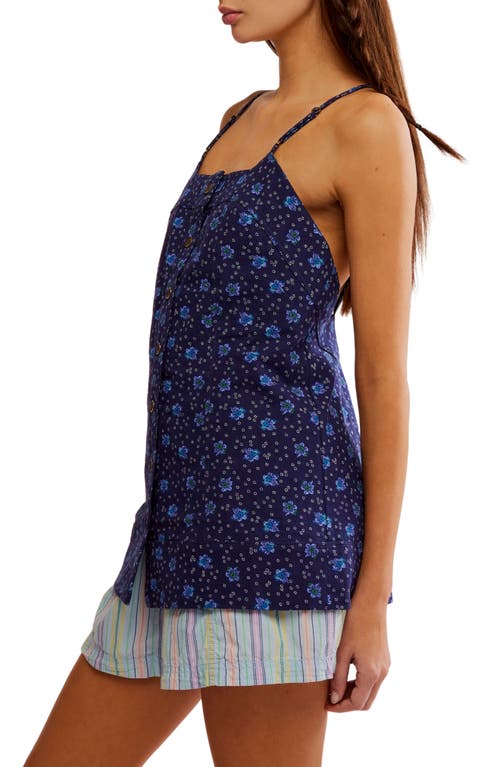 Free People Maddie Floral Print Sleeveless Top In Navy Combo