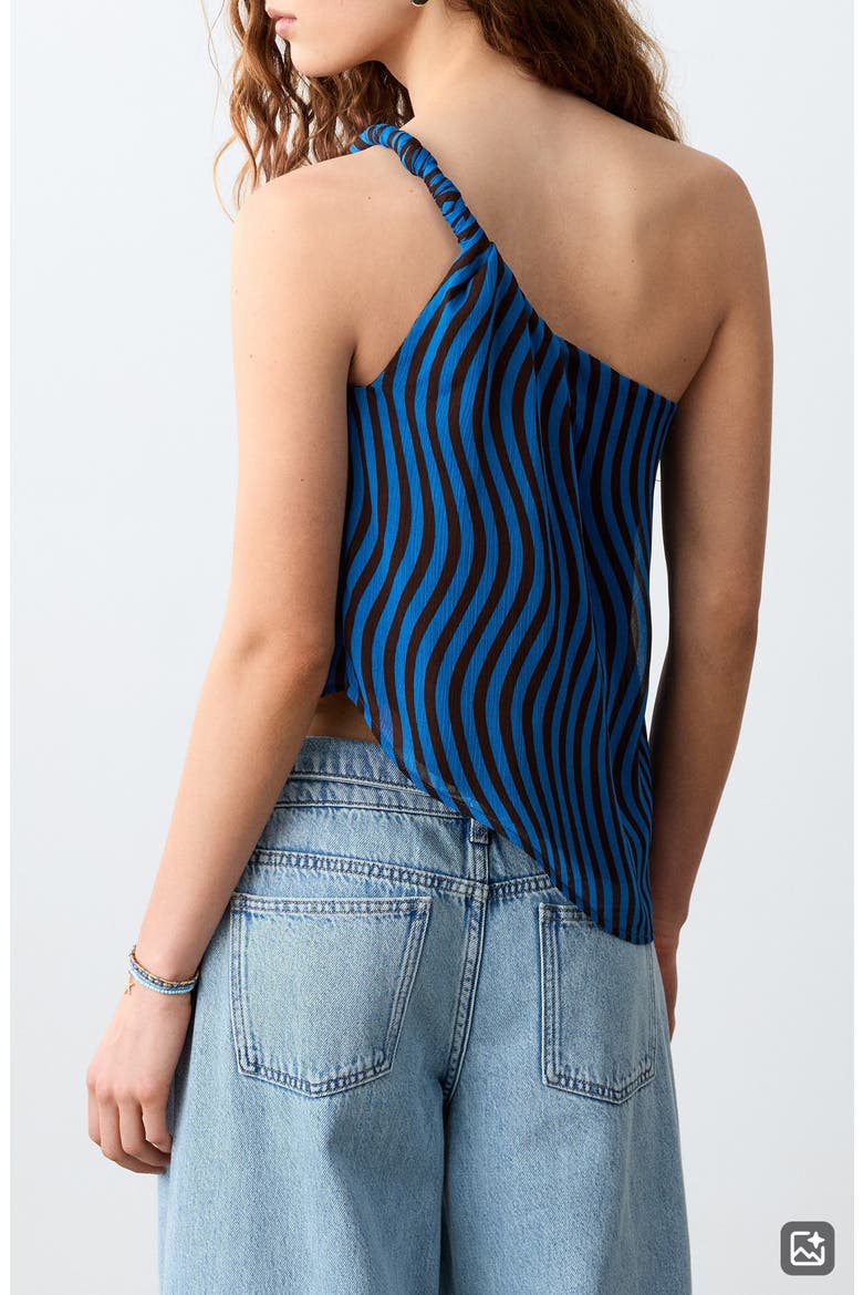 Wavy Stripe Asymmetrical Shell, Alternate, color, VIBRANT BLUE