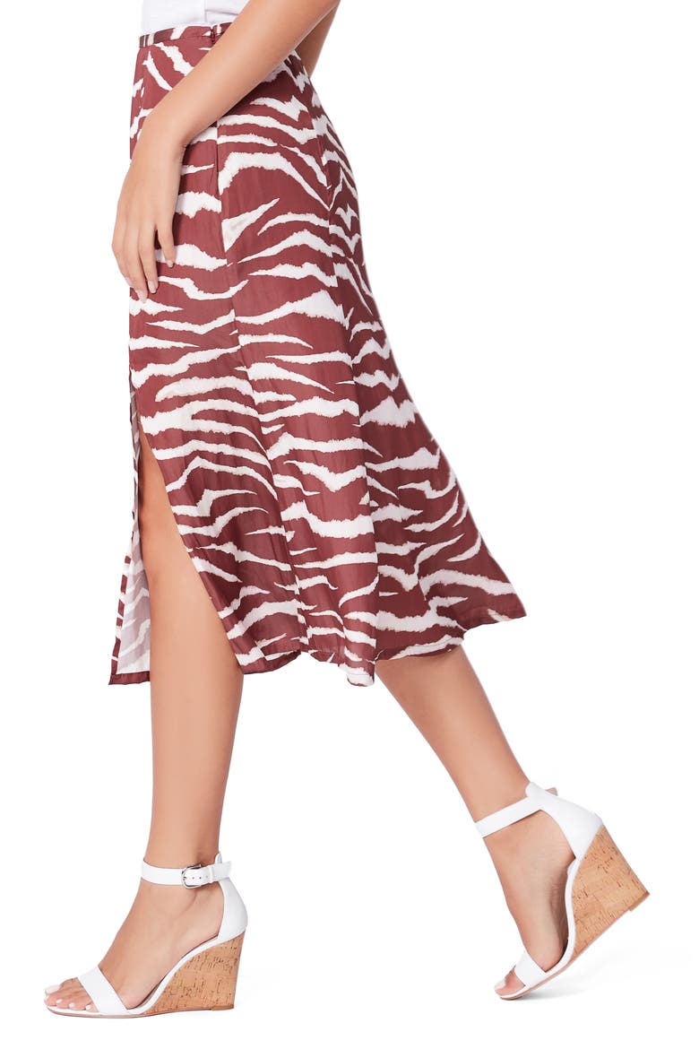 Larsa Animal Print Midi Skirt, Alternate, color, CHERRYWOOD/ CREAM