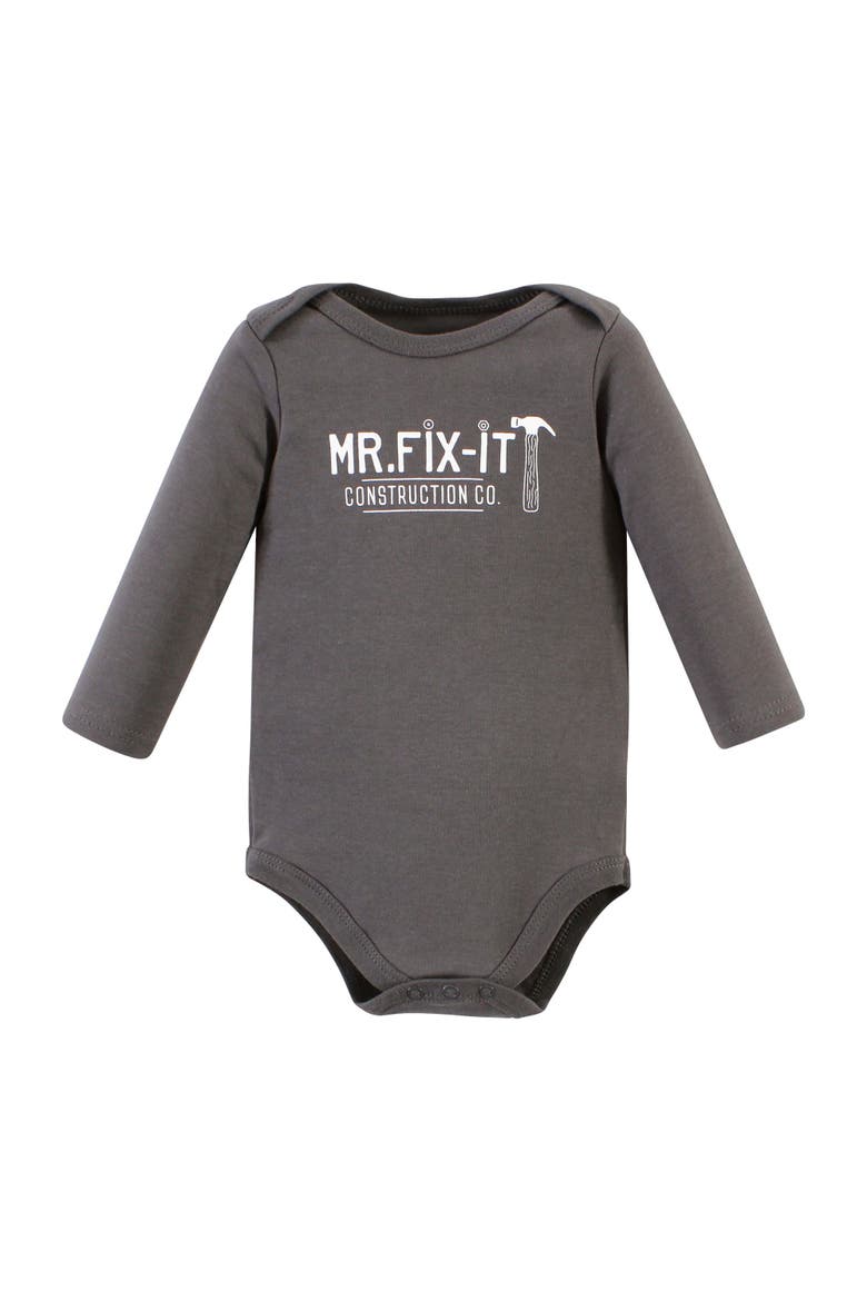 Cotton Long-Sleeve Bodysuits 3-Pack, Alternate, color, Construction Work 3-Pack