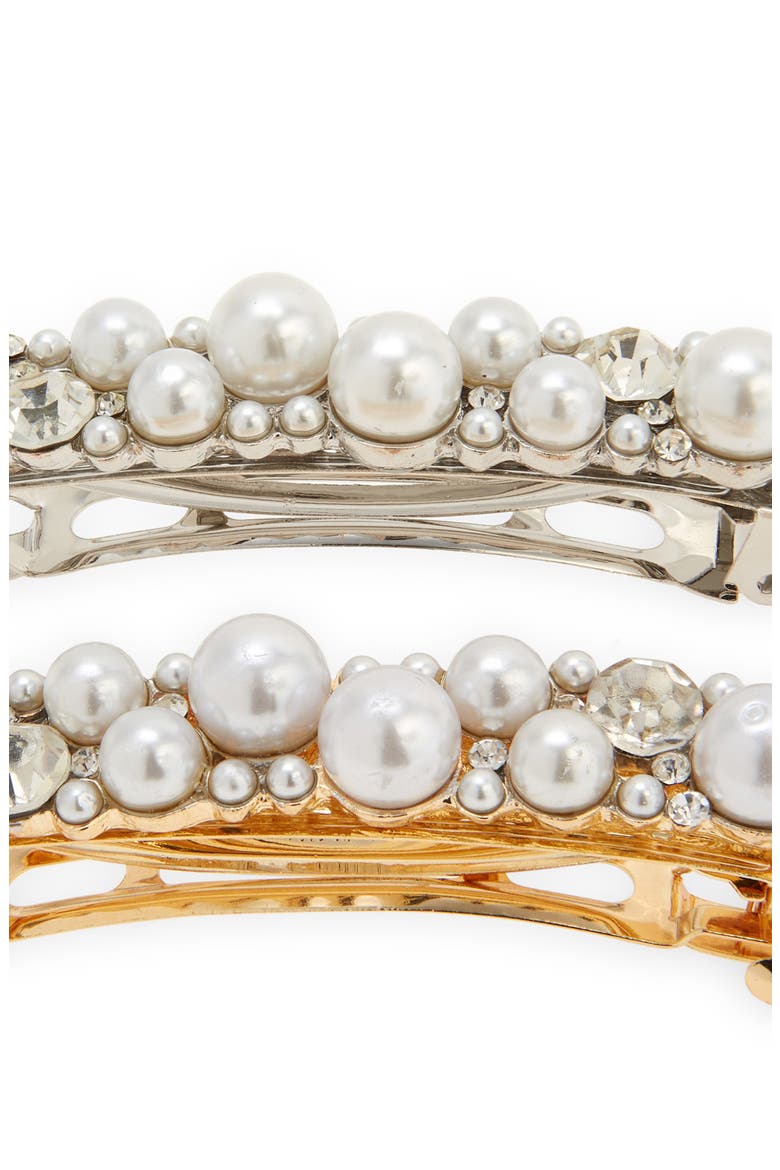 2-Pack Assorted Imitation Pearl Barrettes, Alternate, color, GOLD/SILVER PEARL