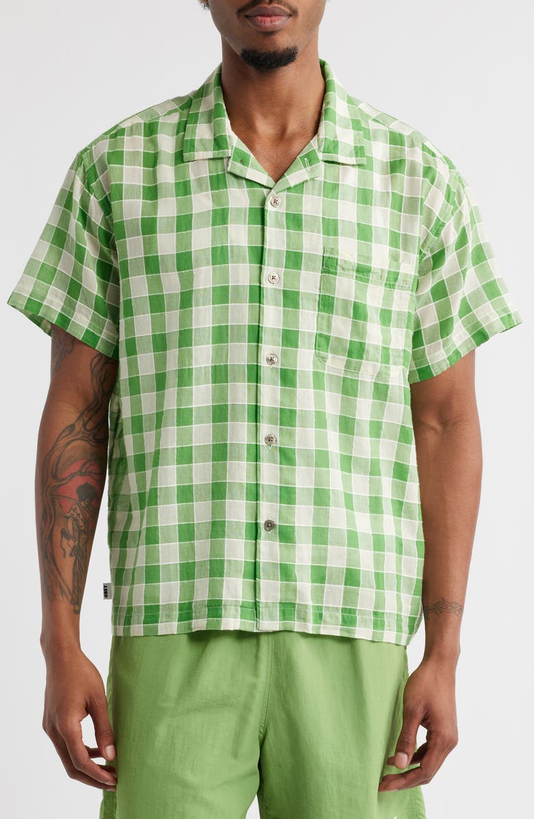 Obey Weldon Check Short Sleeve Cotton Button-Up Shirt, Alternate, color, 