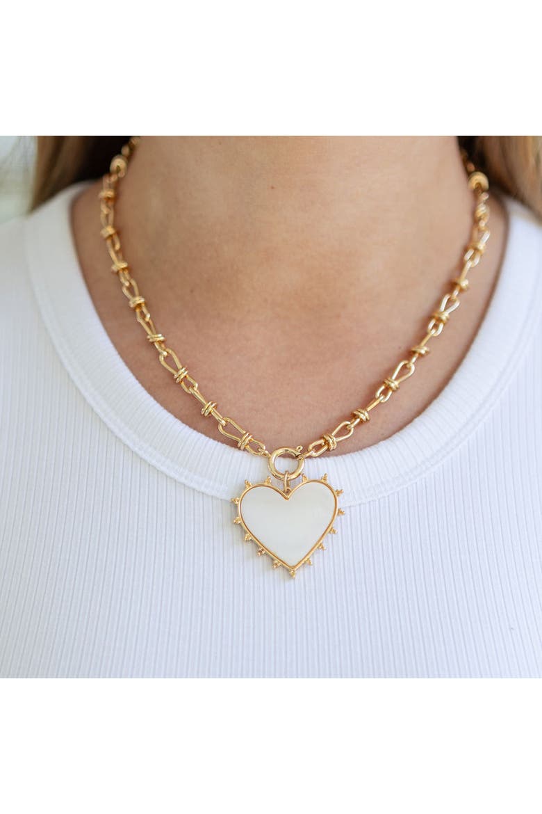 Kindness and Love Heart Necklace, Alternate, color, Gold