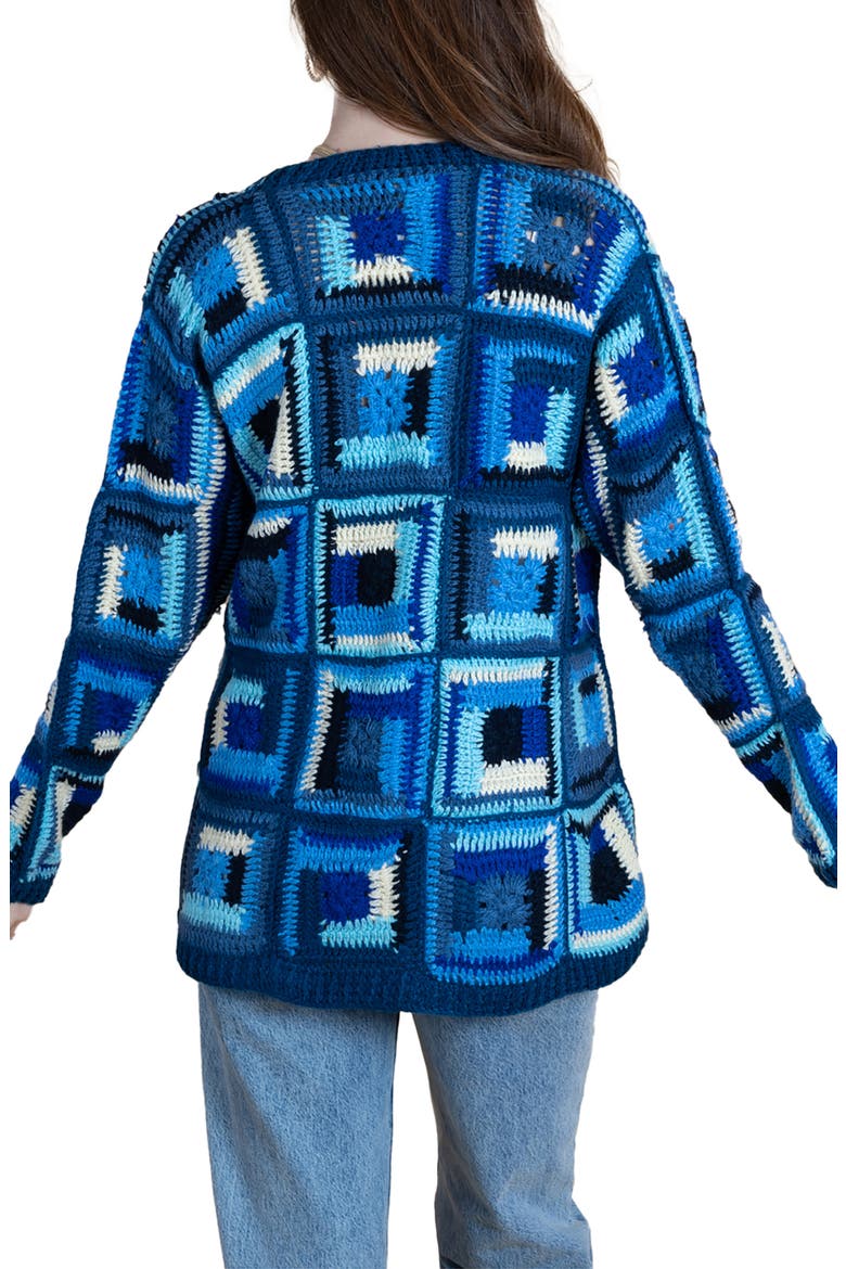 Granny Square Crochet Cardigan, Alternate, color, BLUE
