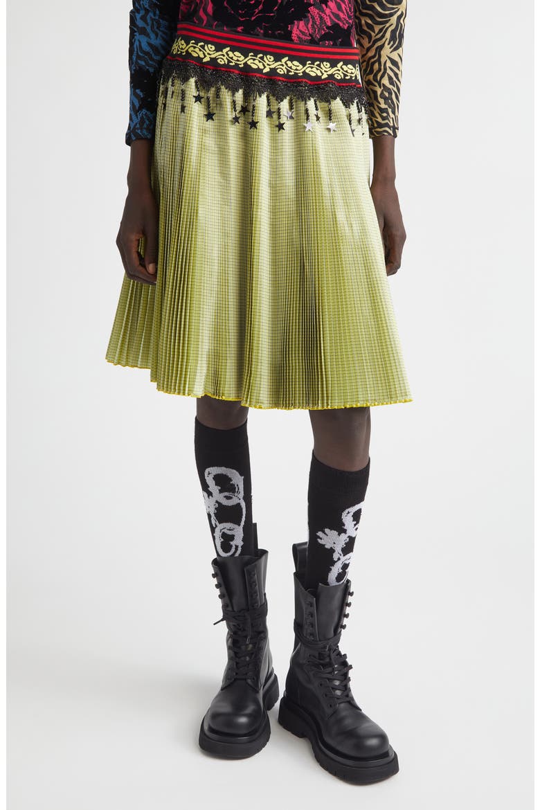 Stacey Pleated Plaid Skirt, Main, color, YELLOW MULTI