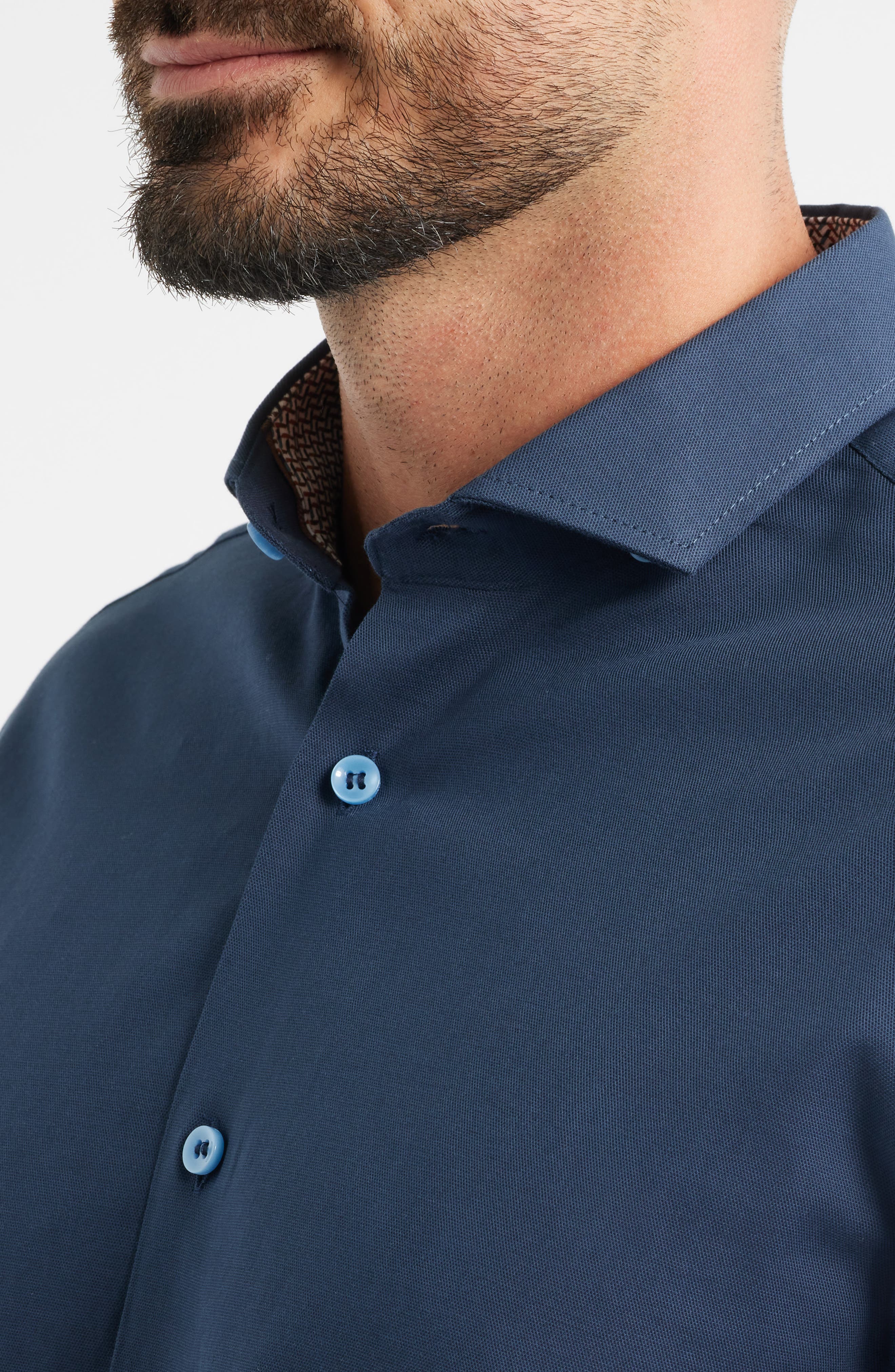 Nova Legacy Solid Navy Stretch Cotton Blend Button-Up Shirt - image 2